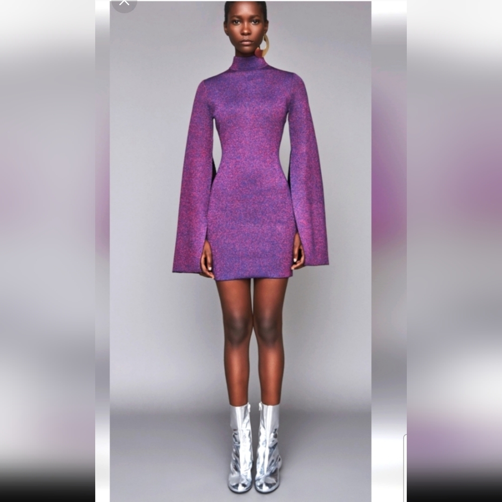Solace London dress. Purple Metallic  Katy Perry, hit iconic dress! NWOT - Picture 12 of 12